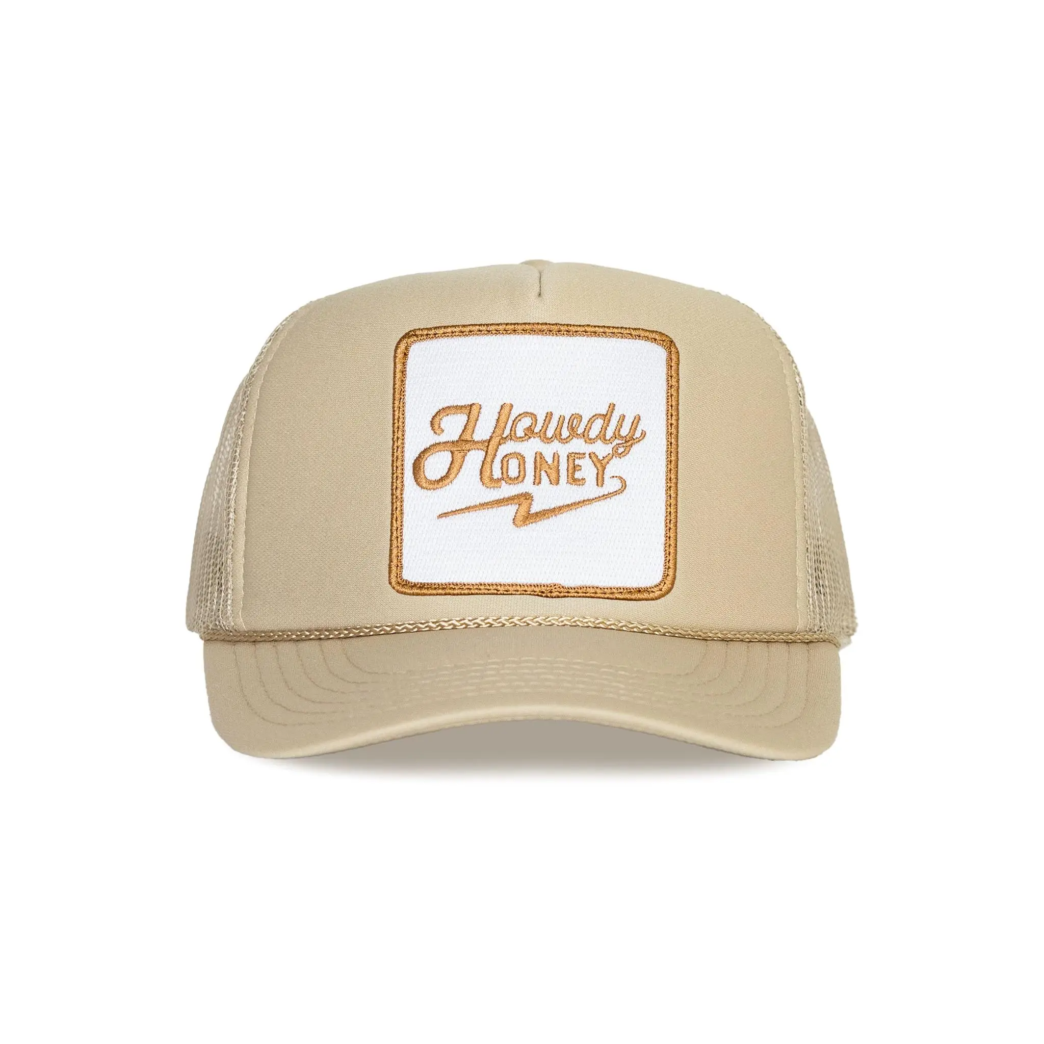 Howdy Honey Trucker Hat in Tan