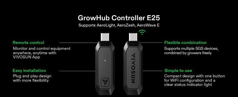 VIVOSUN GrowHub Controller E25 for Grow Tent Cooling Ventilation Lighting, Supports Smart Grow System Devices, Easy to Install & Use, WiFi App Controllable, Expansion Port for E42/E42A