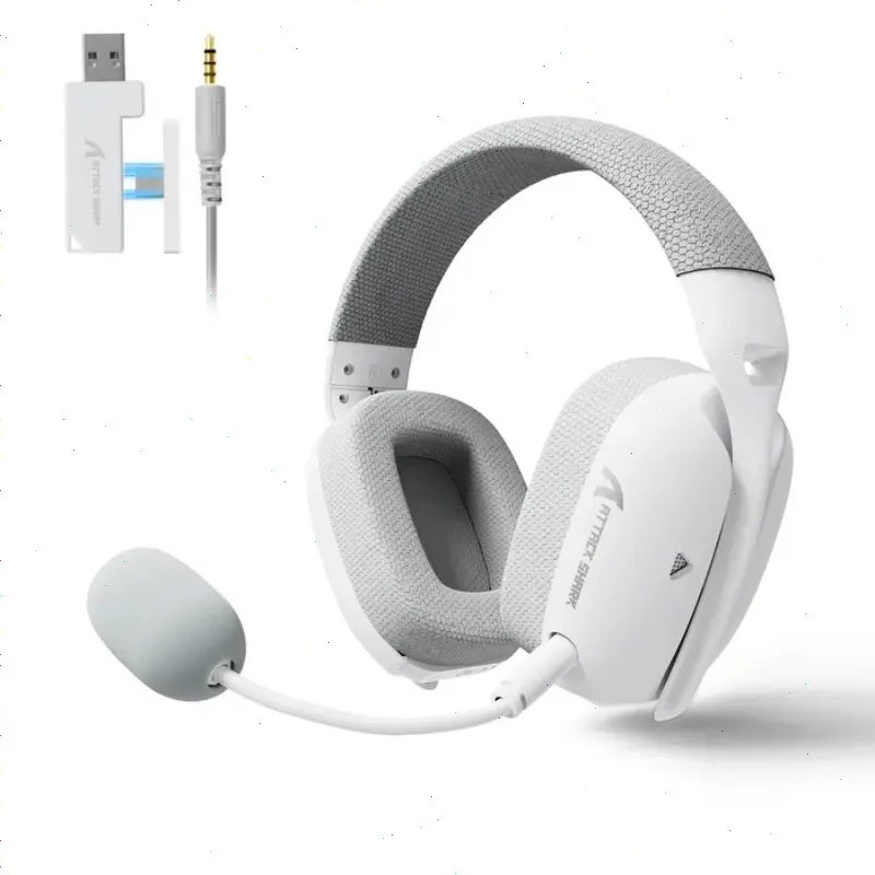 203g ATTACK SHARK L80PRO Wireless Multiplatform Gaming Headset Lightseed Tech- Built-in&Detachable Dual Microphone-Lightweight Headphone with Tri-Mode(2.4GHz USB C&A Dongle/BT/Wired)-for PC Mac Switch Win Gaming Headphones