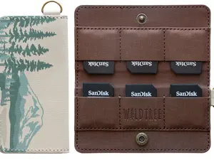 National Parks SD Card Holder with 6-Slots | PU Leather, Camera Accessory, Travel Case w/ D-Ring