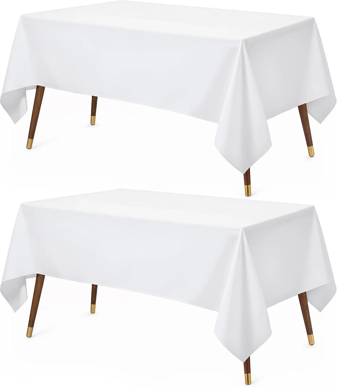 Kichly White Polyester Rectangle Tablecloth - Stain-Proof, Silky-Smooth Texture, Machine-Washable Table Cover for Outdoor, Wedding Events, Homes