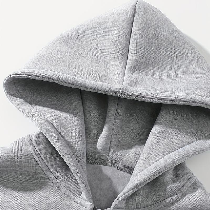 Men's Plain Two-piece Sweatsuit Set, Basic Regular Fit Casual Drop Shoulder Half Zip Hoodie & Pocket Drawstring Sweatpants, Men's Clothing