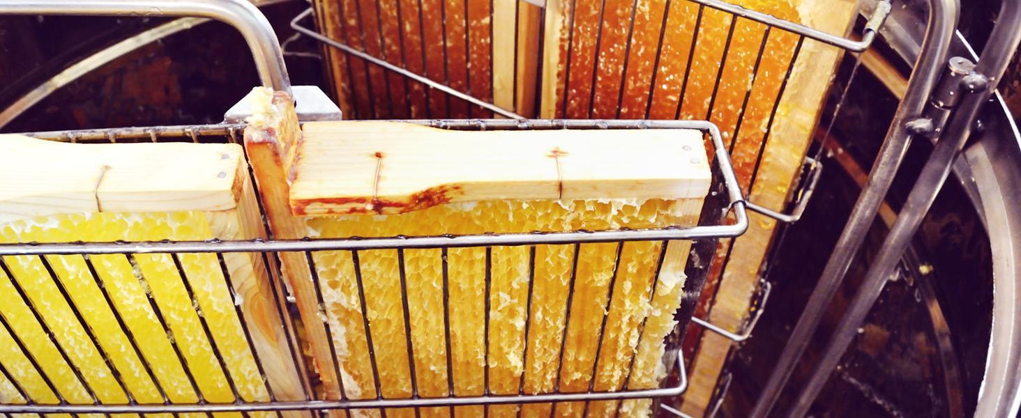 【Backtoschool】VEVOR Hand Crank Manual Honey Extractor, 3-Frame Stainless Steel Beekeeping Equipment, 39.3'' to 42.5'' Height-Adjustable Stand Honeycomb Drum Spinner with Lid for Kitchen, Basement Apiary Use, Adjustable Height, Manual Spin