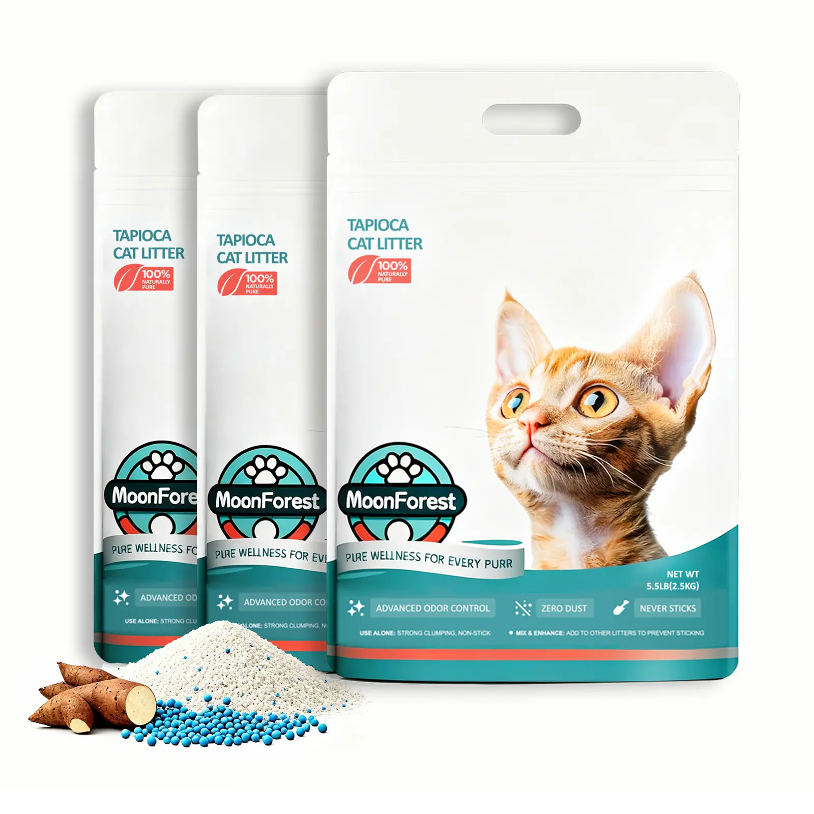 MoonForest Tapioca Cat Litter, Cassava Cat Litter with Strong Clumping & Odor Control, Low Dust Plant-Based Kitty Litter for Easy Scooping #DealsForYouDays #TikTokShopDealsforYouDays #SummerWins,back to school