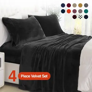 Elegant Comfort 4-Piece Velvet Bestselling Plush Flannel Sheet Set - Ultra-Soft Cozy Bedding for Warmth and Comfort.