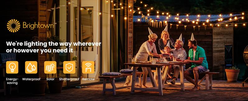 Brighttown Christmas, Halloween, 108-foot solar lights, outdoor waterproof, with remote control, 50 shatterproof LED bulbs, 3 light modes, adjustable porch, backyard, patio, garden, party Brighttown Christmas, Halloween, 108-foot solar lights, outdoor waterproof, with remote control, 50 shatterproof LED bulbs, 3 light modes, adjustable porch, backyard, patio, garden, party
