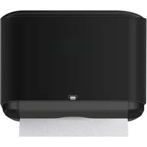 Paper Towel Dispenser Wall Mount, Multifold Paper Towel Holder Adhesive Hand Towel Dispenser for Bathroom Kitchen Commercial, Black