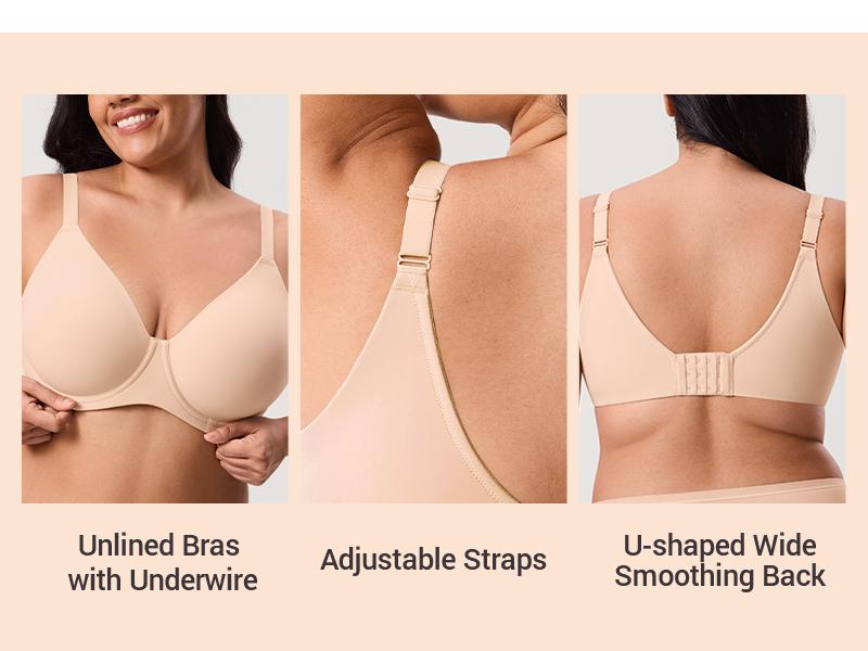 DELIMIRA Women's Inbarely Lift Full Coverage T Shirt Bra Plus Size Unlined Underwire Seamless Back Smoothing DELIMIRA Women's Inbarely Lift Full Coverage T Shirt Bra Plus Size Unlined Underwire Seamless Back Smoothing