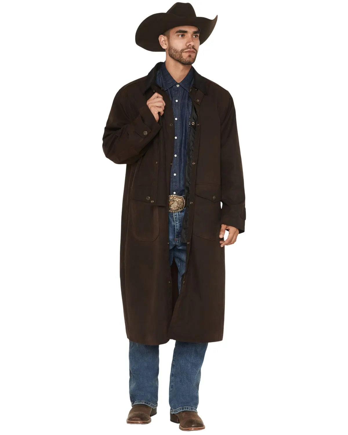 Blue Ranchwear Men's Briscoe Waxed Canvas Duster Western Overcoat - Brfa25o3-Dkbn