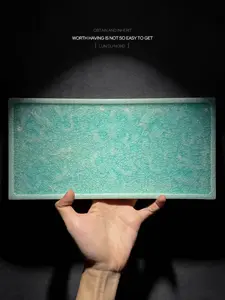 Ice Crackle | Five-Dragon Tea Tray with Fire Marks • Ceramic