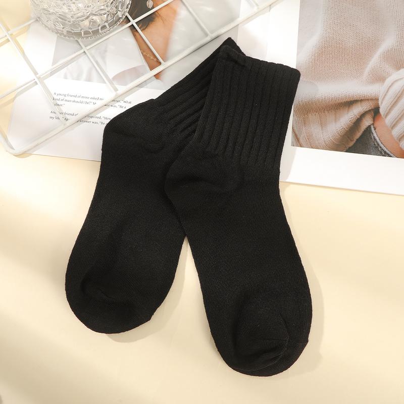 5 Pair Women's Medium Tube Socks Sports Socks Anti Odor Soft Crew Socks Comfortable Casual Socks Womenswear