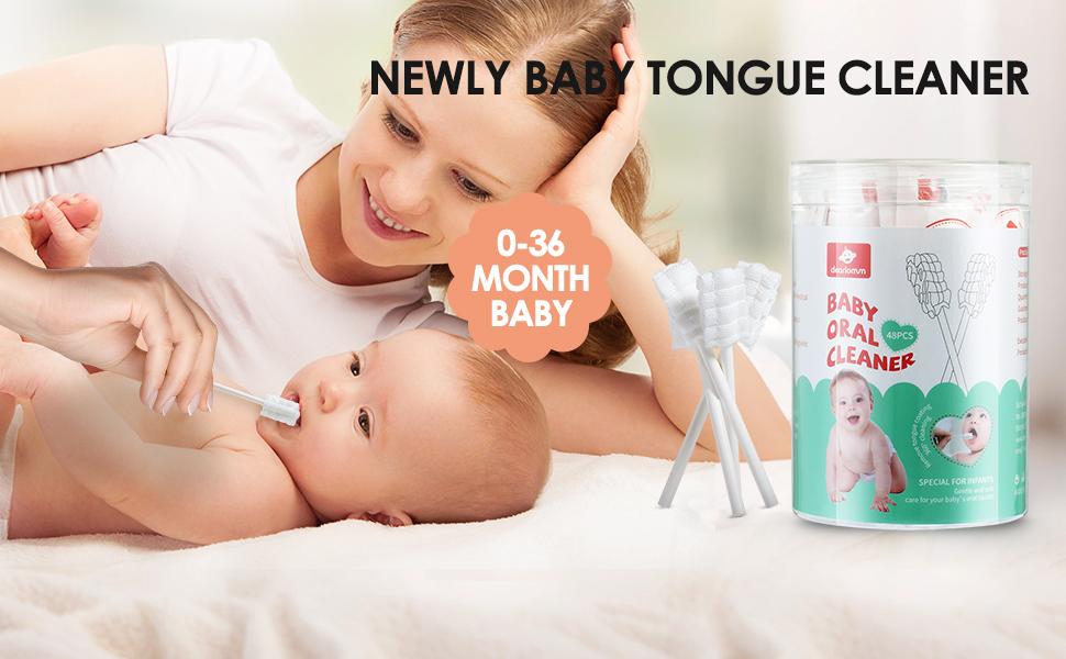 Dearlomum Tongue Cleaner & Newborn Baby Toothbrush Set 48pcs/96PCS/144pcs Disposable Infant Toothbrush for Oral Care Gauze Gum Cleaner Dental Careing Stick Dental Care for 0-36 Month Baby