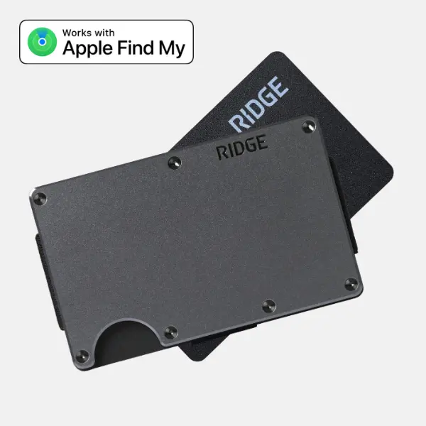 Ridge Wallet 2.0 + Tracker Card Bundle | RFID Blocking Slim Metal Wallet | Apple FindMy Compatible | Never Lose Your Wallet | Minimalist EDC Set | Aluminum | Best Gift Idea