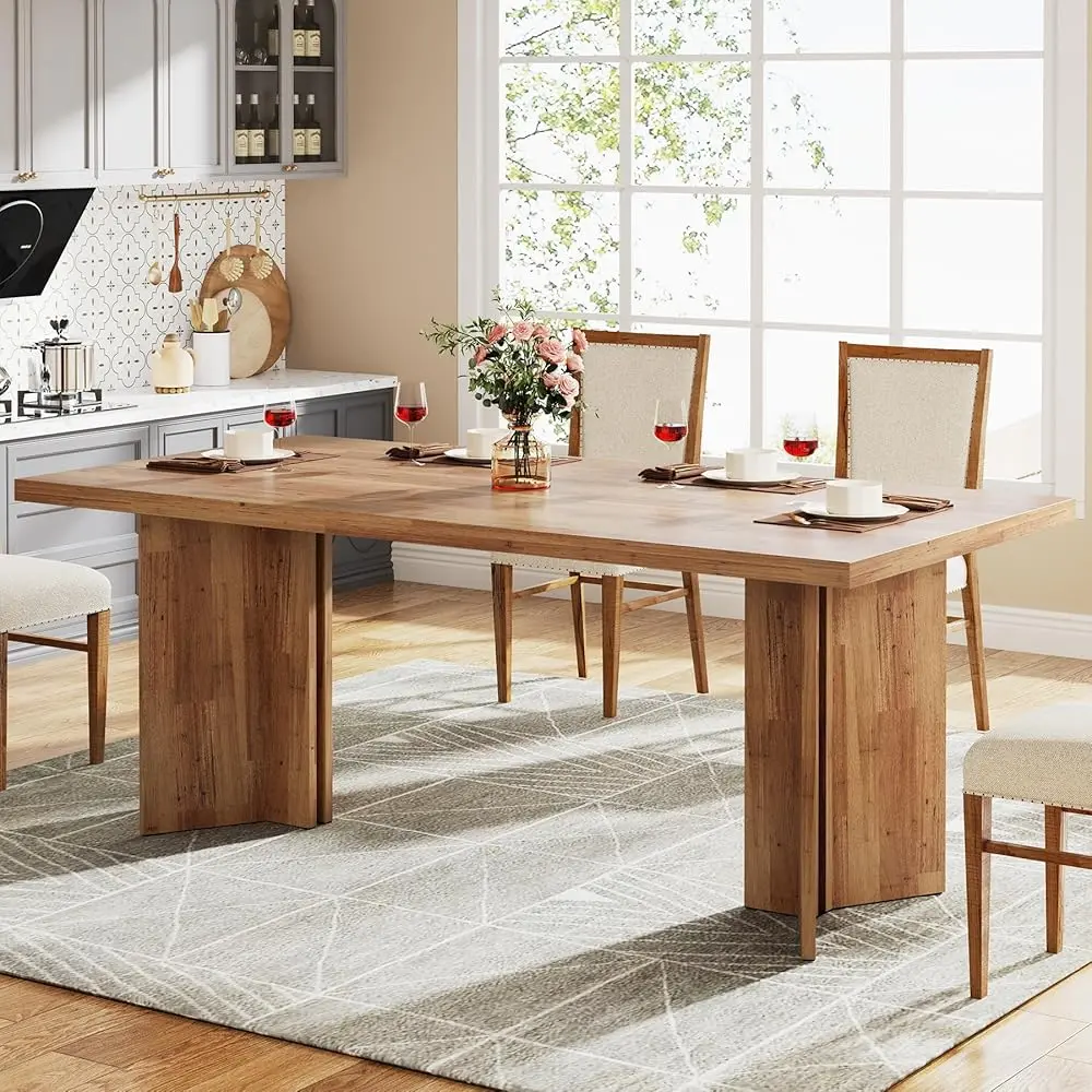Tribesigns 63-Inch Farmhouse Dining Table, Large Rectangular Furniture for Kitchen & Living Room