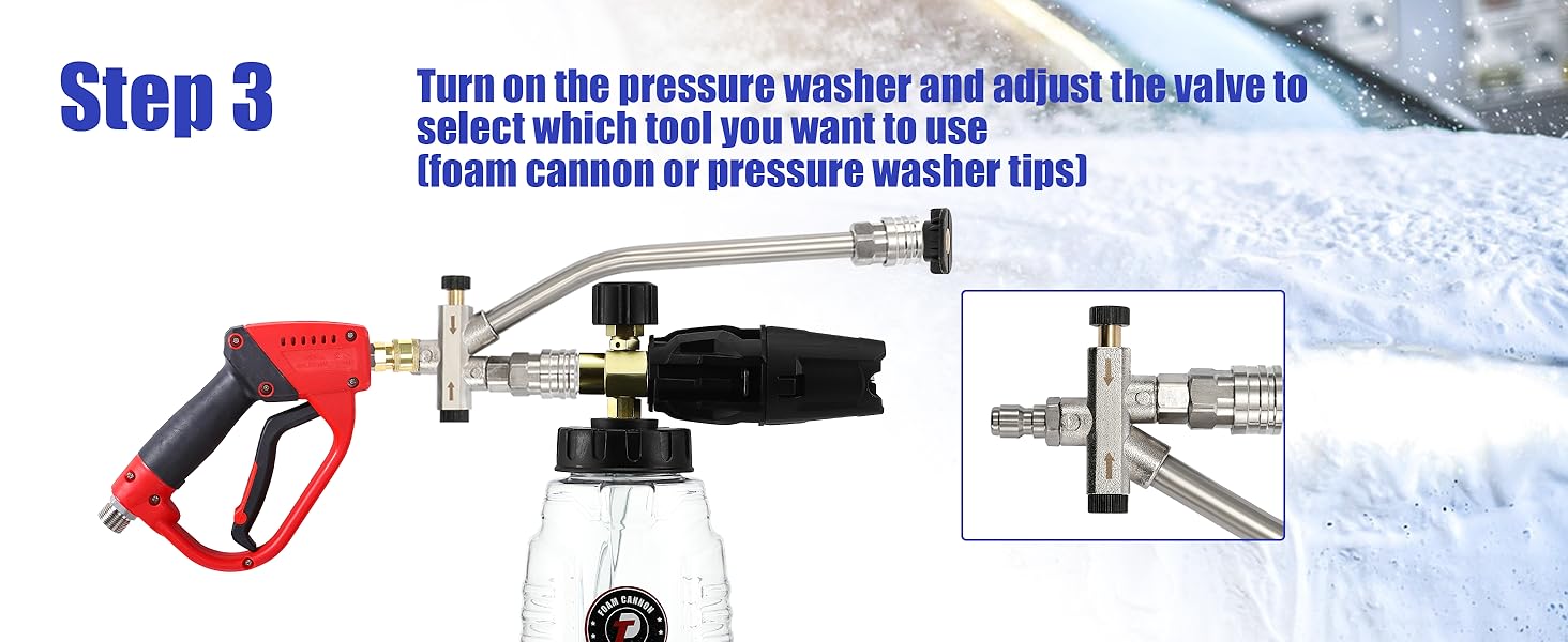 Tool Daily Pressure Washer Foam Cannon with Dual Connector Accessory, Double Tip Attachment for Soap Cannon, 5 Power Washer Nozzle Tips, 1/4” Quick-Connect, ChristmasGift