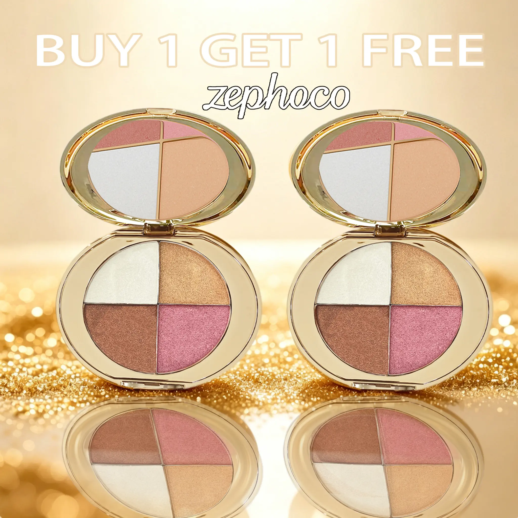 Buy 1 Get 1 Free cheek palette - eyeshadow and highlighter makeup Shimmer bedazzled beauty, Cosmetic, Radiance, Glow