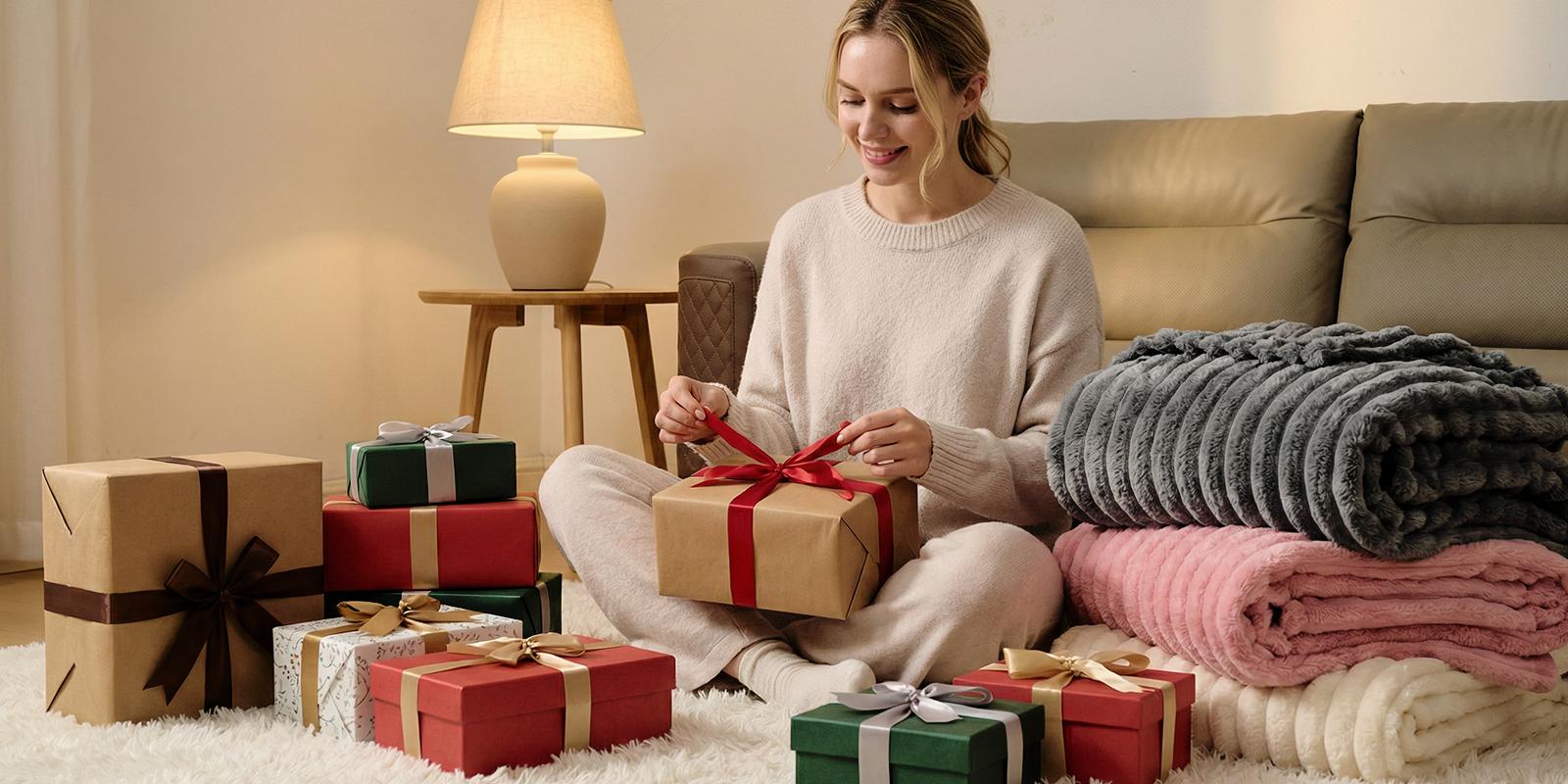 Raybee Soft Throw Blanket for Couch- Cozy Blanket for Bed ,Portable Cute Fleece Blanket ,Holiday Birthday Gifts for Family, Room Home Boho Fall Decor,Bedroom,Travel,Camping,Office