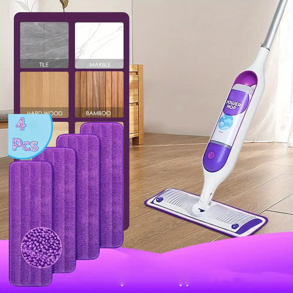 4 Pack Reusable Power Mop Refills Pads Compatible with Swiffer PowerMop Mop - Microfiber Power Mop Pads Refill for 13 ''-15 '' Spray Mop- Washable Pads for Multi-Surface Floor Cleaning, Excluding Mop
