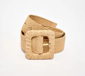 Susan Graver Stretch Raffia Belt with Novelty Buckle Susan Graver Stretch Raffia Belt with Novelty Buckle
