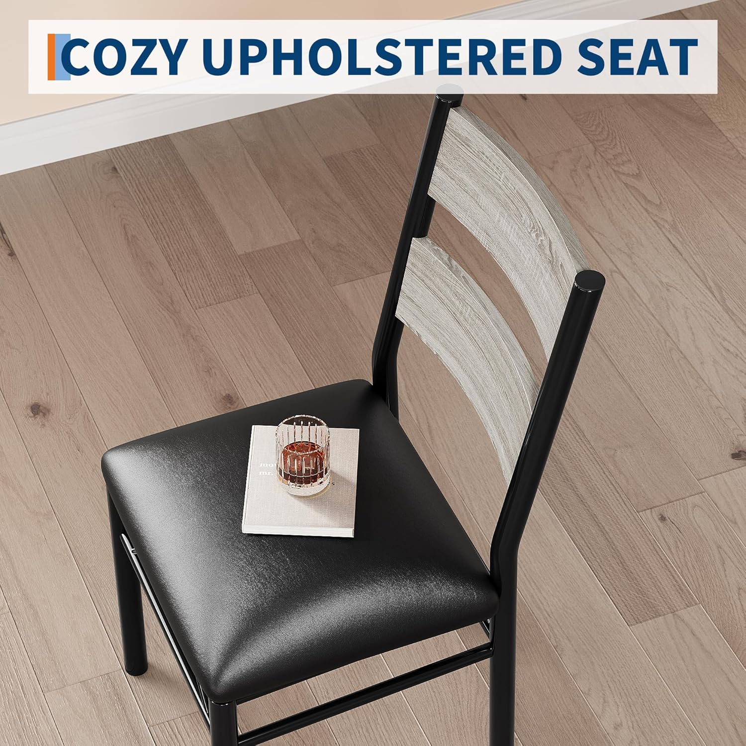 Dining Table Set for 4, Wood Kitchen Table Chairs Set of 4 with Corner Protector, Kitchen Table with 4 Upholstered Chairs, for Small Space, Dining Room, Apartment