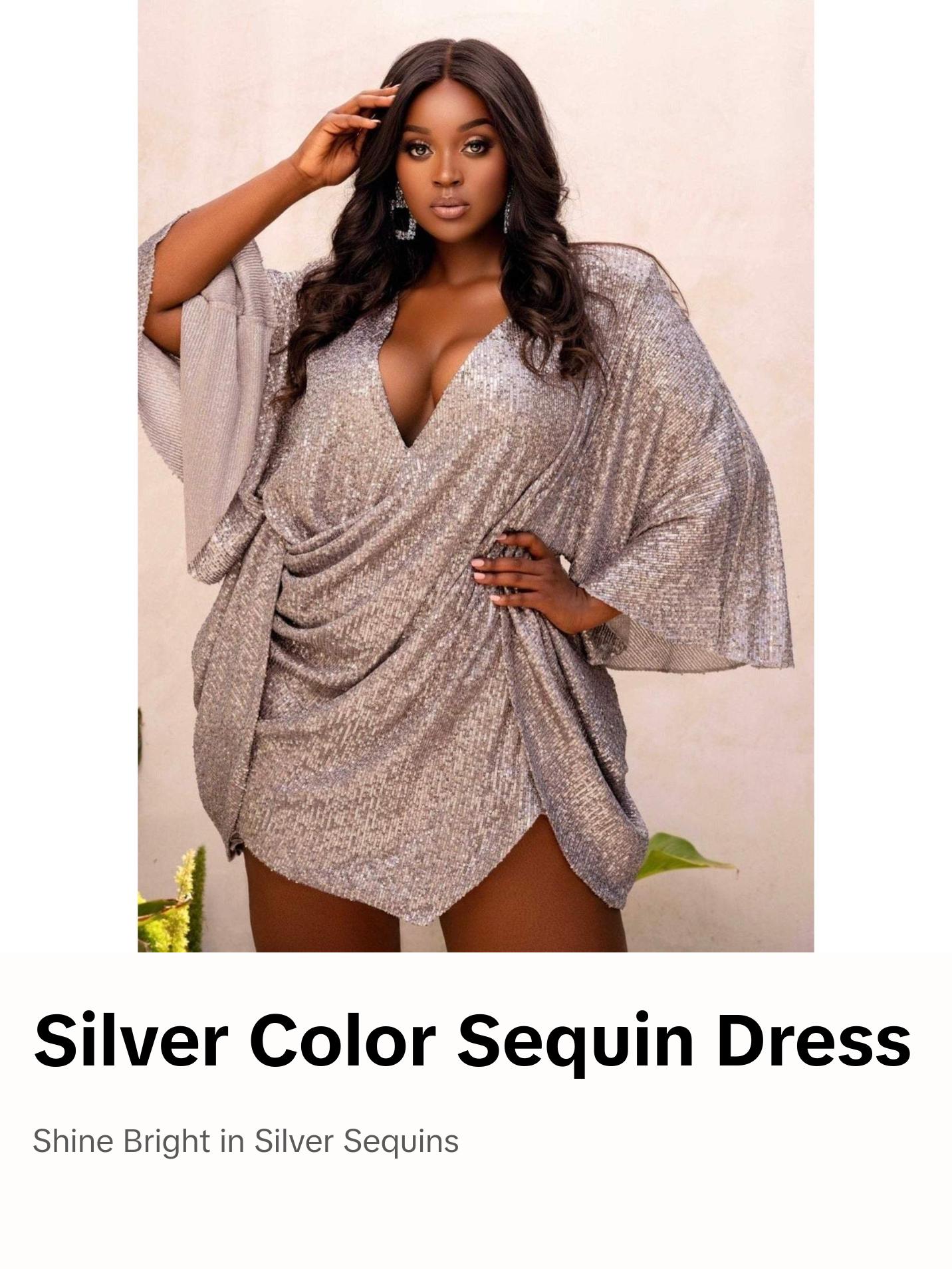 Center of Attention Sequins Dress - SIlver Curve/Plus - TikTok Shop Center of Attention Sequins Dress - SIlver Curve/Plus - TikTok Shop