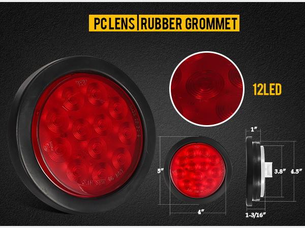 Partsam 4 Inch Round Led Rear Tail Lights Brake Brake Trailer Lights with Rubber Grommets for Trailers RVs Trucks, 8pcs/Set Partsam 4 Inch Round Led Rear Tail Lights Brake Brake Trailer Lights with Rubber Grommets for Trailers RVs Trucks, 8pcs/Set