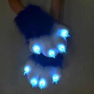 Glowing LED Paw Gloves | Light Up Fursuit Handpaws for Furry Cosplay Animal Claw Decompression Toy Stress Relief Halloween Accessories