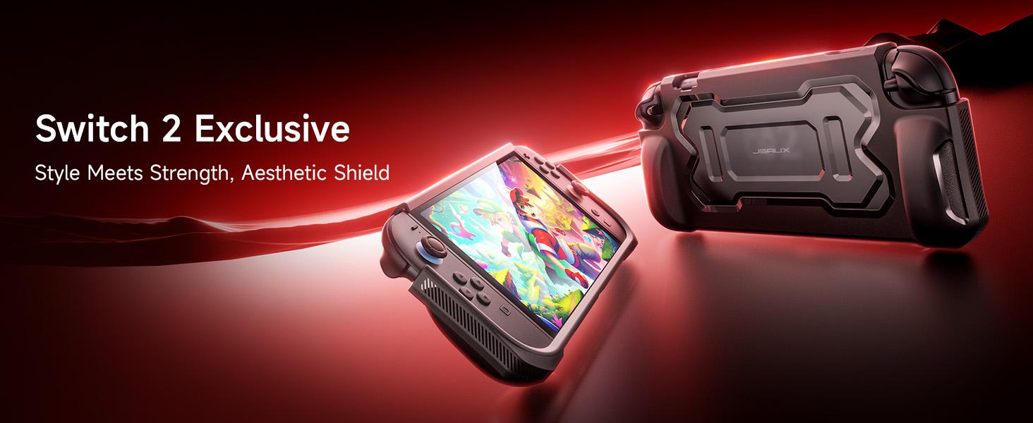 JSAUX Protective Case Designed for Nintendo Switch 2 2025, TPU Grip Portable Cover Compatible for Switch 2 Case and Joypad Controller, Accessories with Shock-Absorption and Anti-Scratch Design-Black