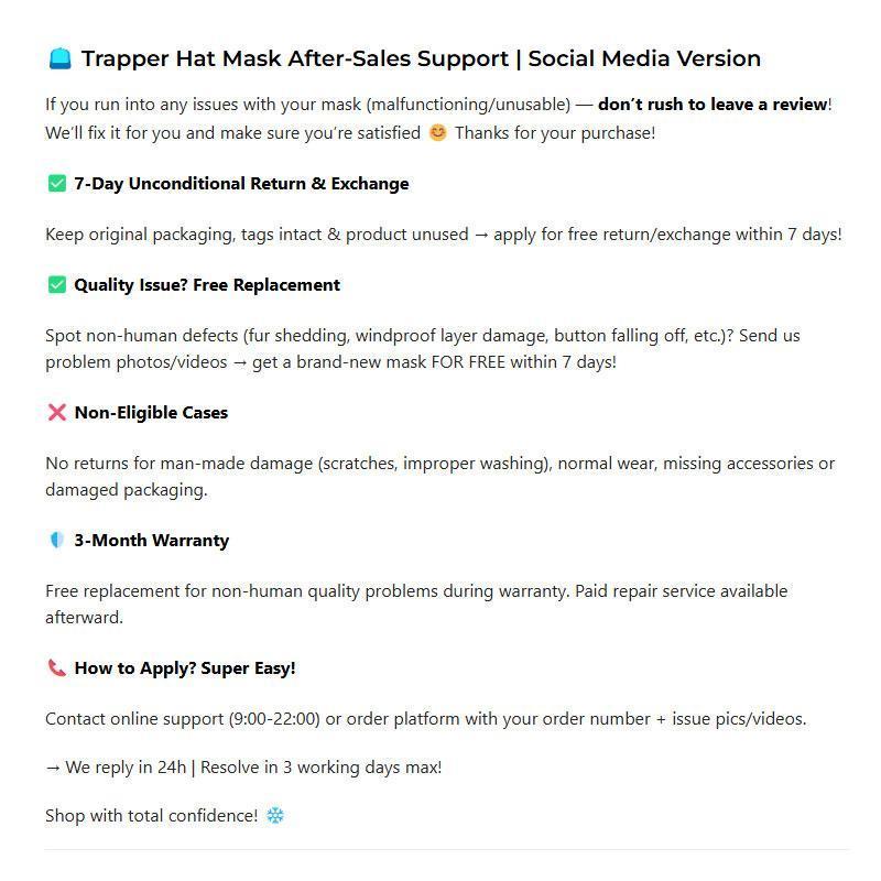 [live]Trapper Hat Style Mask Winter Warm Pilot Style Fur Ear Mask Ski Hunting Windproof Hat for Cold Weather Activities rapper Hat Mask with After-Sales Protection