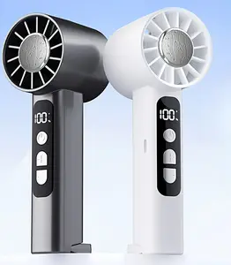 USB rechargeable handheld high power fan, small portable desktop digital mini fan, adjustable wind speed from 1 to 100 levels,suitable for summer camping, travel, outdoor and indoor use,  desk gadget，fan with Display