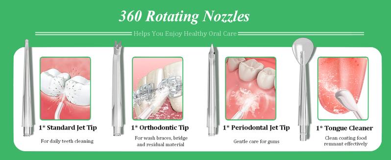 Travel Dental 4 in 1 Water Flossers Rechargeable Portable Burst Pink for Teeth Rechargeable Powerful Oral Irrigator Rinse Cordless Tooth Cleansing