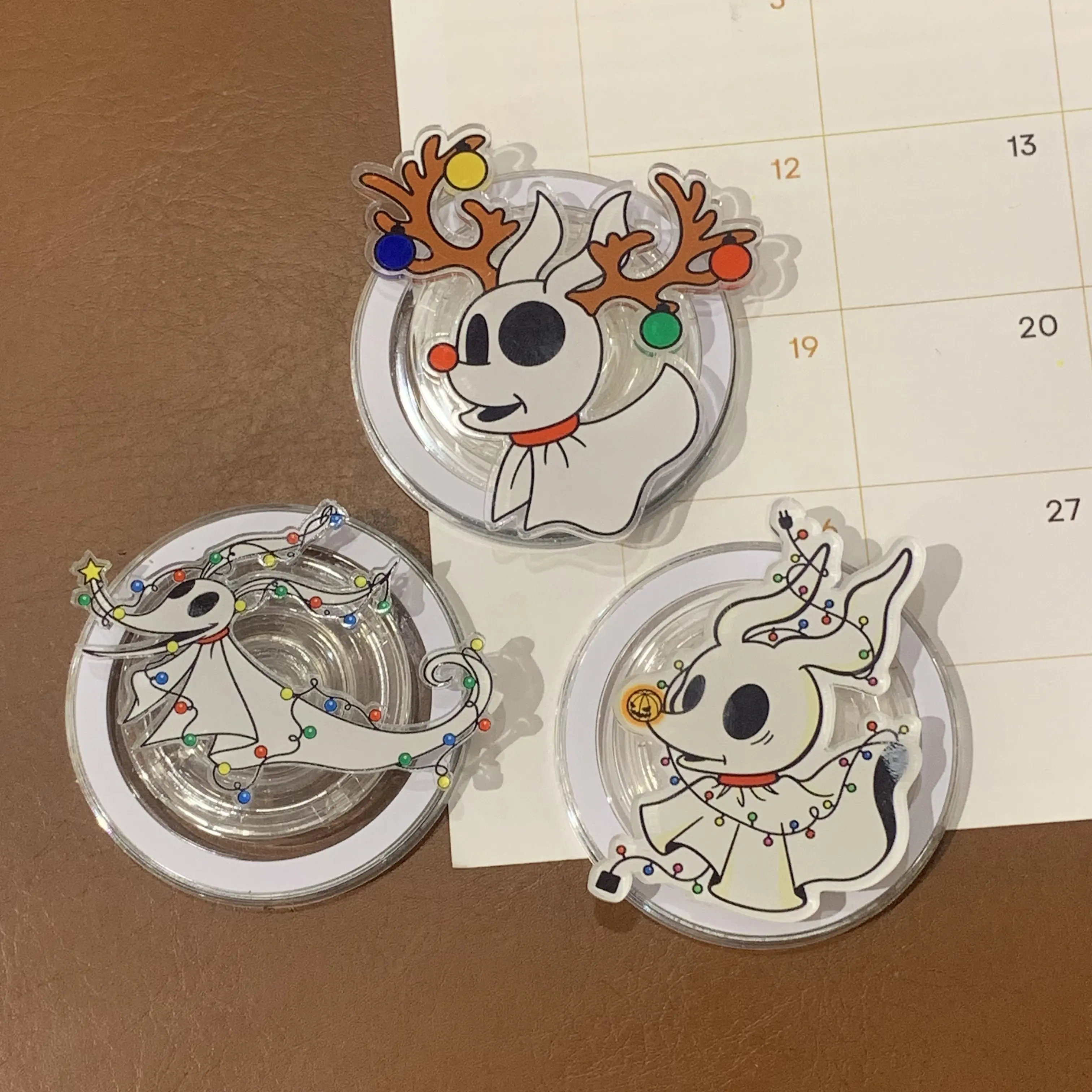 Ghost Dog Holiday Phone Grip, Christmas Lights Acrylic Phone Holder, Cute Winter Dog Phone Stand, Festive Gift
