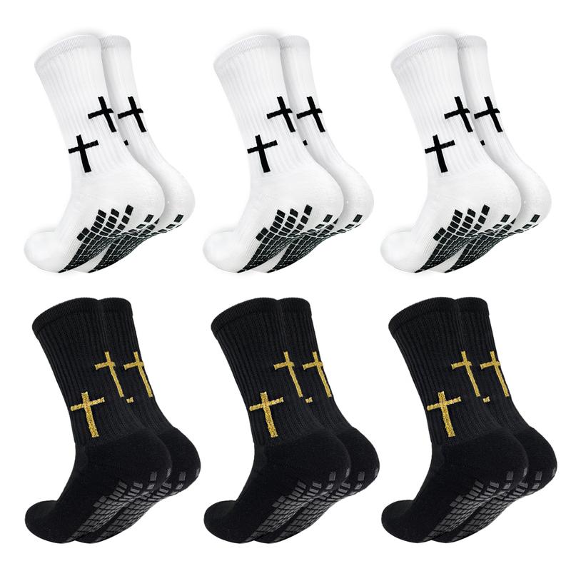 Men's Athletic Cushioned 6-Pack Crew Socks with Arch Compression for Secure Fit - White & Black Options Available