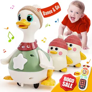 HOLA Musical Light Up 3 Pack Crawling Swinging Ducks Interactive Baby Toy with Exploration Motor Activities Developmental Tummy Time, Christmas Gifts, Sensory Stimulation Infant Toddler Toy Set for 1-3 Years Newborn Cute Gifts