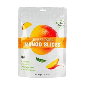 BIG GREEN Freeze Dried Mango Slices - 100% Natural Fruit Snack, 0g Sugar, 0 Additives, 60g Bag