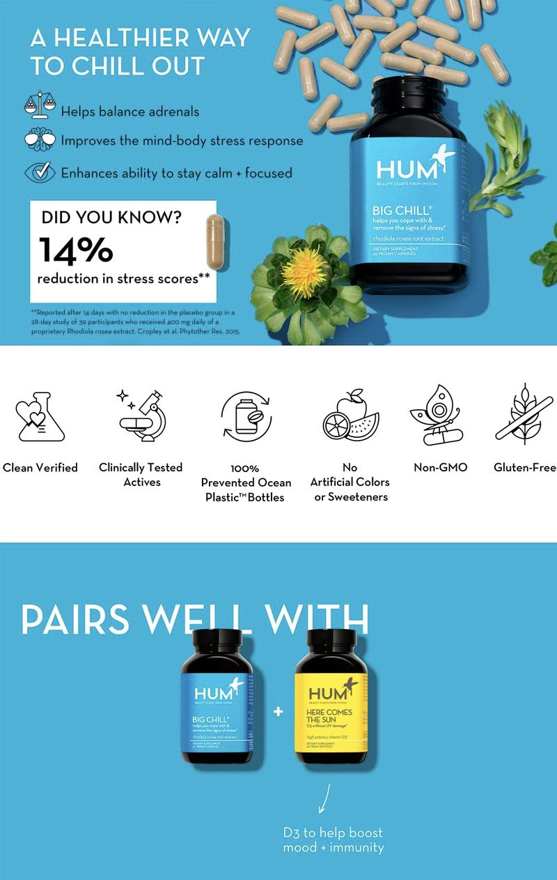 HUM Nutrition Big Chill Calming Support, 60 Capsules HUM Nutrition Big Chill Calming Support, 60 Capsules