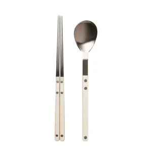 Truecook KEYTH 2-Piece Korean Cutlery Set - Vanilla White | Chopsticks & Spoon Combo for Korean Cuisine Truecook KEYTH 2-Piece Korean Cutlery Set - Vanilla White | Chopsticks & Spoon Combo for Korean Cuisine