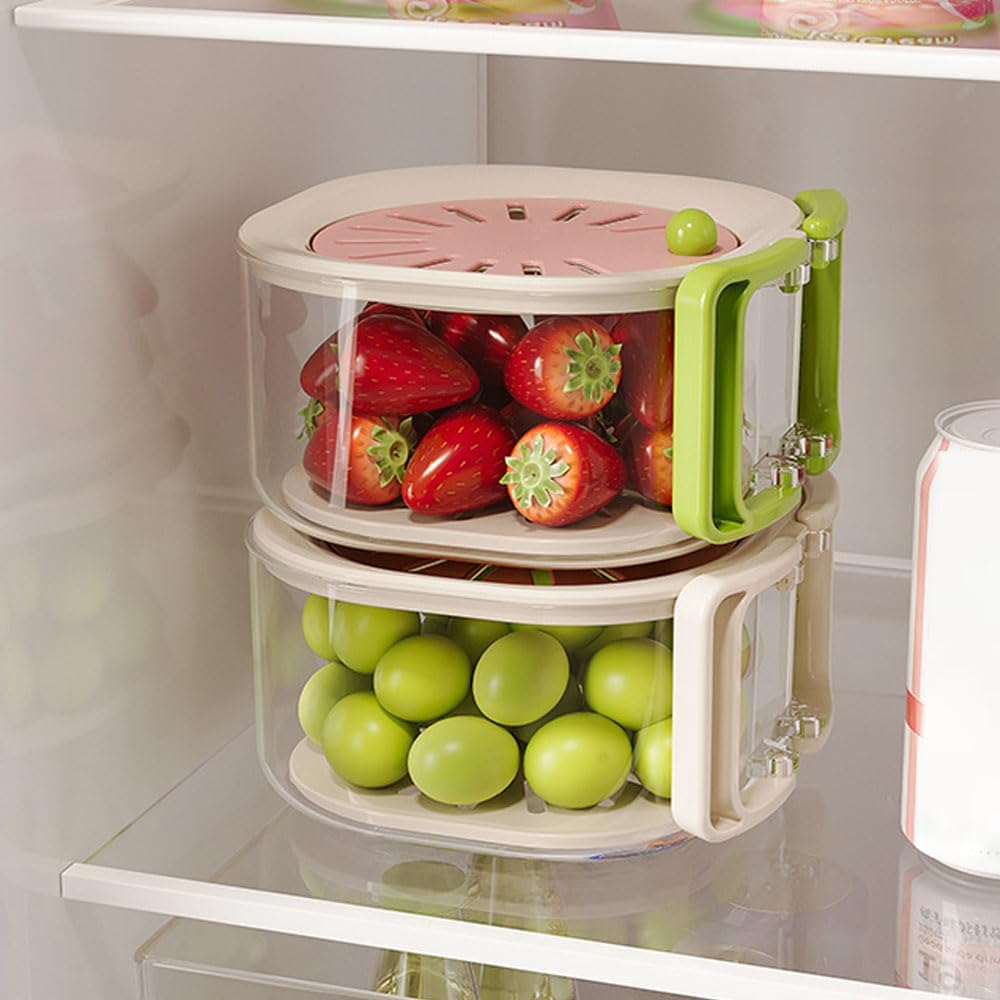 2-in-1 Kitchen Colander & Storage Basket Set - Multifunctional Fruit and Vegetable Washing Bowl with Strainer, Lid, and Handle Fruit Washer Drainer Container Set Perfect for Home and Restaurant Use Utensils, TikTokShopBlackFriday