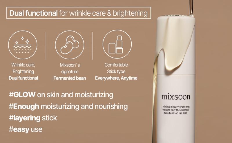 [mixsoon Official Shop] Bean Stick Balm 0.38 oz. / 11.5ml, All-in-One Hydrating Balm, Korean Skincare for Glass Skin