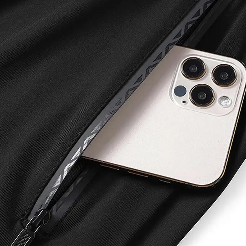 3-Piece Men's Ice Silk Jogging Pants - Breathable - Elastic Track Pants - Zippered Pockets - Good for Running - Fitness & Outdoor Activities - Black - Grey - Khaki - Running Gear - Casual Sportswear - High Elasticity