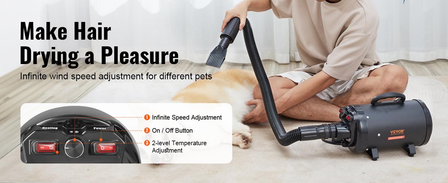 VEVOR Dog Dryer, TikTokShopBlackFriday, 2000W/2.7HP Dog Blow Dryer, Pet Grooming Dryer with Adjustable Speed and Temperature Control, Pet Hair Dryer with 4 Nozzles and Extendable Hose, Black VEVOR Dog Dryer, TikTokShopBlackFriday, 2000W/2.7HP Dog Blow Dryer, Pet Grooming Dryer with Adjustable Speed and Temperature Control, Pet Hair Dryer with 4 Nozzles and Extendable Hose, Black