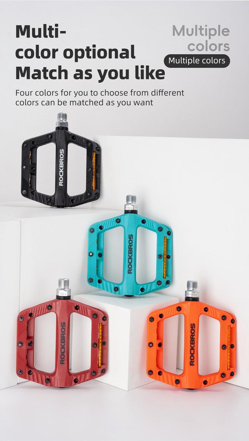 ROCKBROS Bicycle Nylon Pedal Effort-Saving MTB Road Bike Folding Bike Pedal Lightweight Single Bearing Stable Cycling Pedal Bicycle Parts
