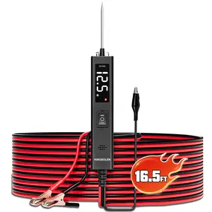 KINGBOLEN ECT200 Circuit Tester Automotive Power Circuit Probe Tester with A 16.5FT Cable for 12V/24V，Polarity Identify Continuity Tester with LED Light Car Circuit