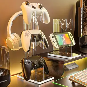 Acrylic Game Controller Stand, Desktop Display Rack for Controllers & Accessories, Portable Clip Design, Office Desk Organizer, Display Risers Stand