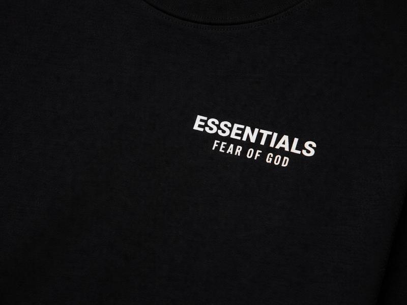 Fear of God Essentials Jersey Crewneck Tee 'Black' 125HO244360F K-1-04 - Short Sleeve, Street Style, Summer, Medium Length, Premium Cotton, FW23 Model