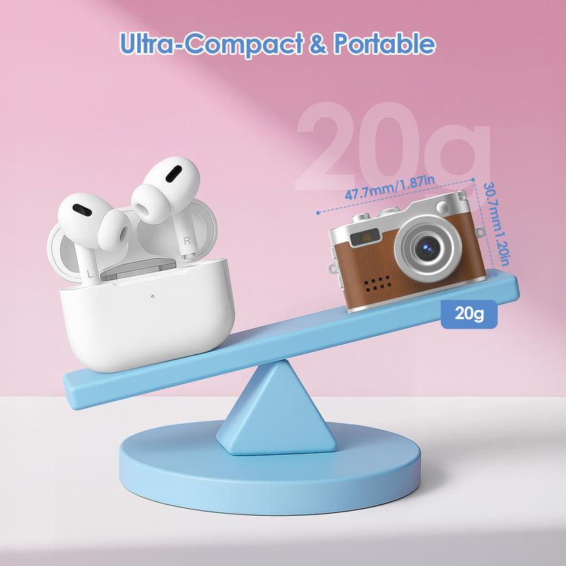 【Valentine's Day gift】HOTU Mini Keychain Digital Camera – Y2K Pocket-Size Camera 1080P HD with 1MP Lens, Flash & 0.96" Screen, 32G Card & Charging Cable Included, Retro Vlog Camera for Travel, Concerts, Kids & Instant Party, Sparkling Rose Gold