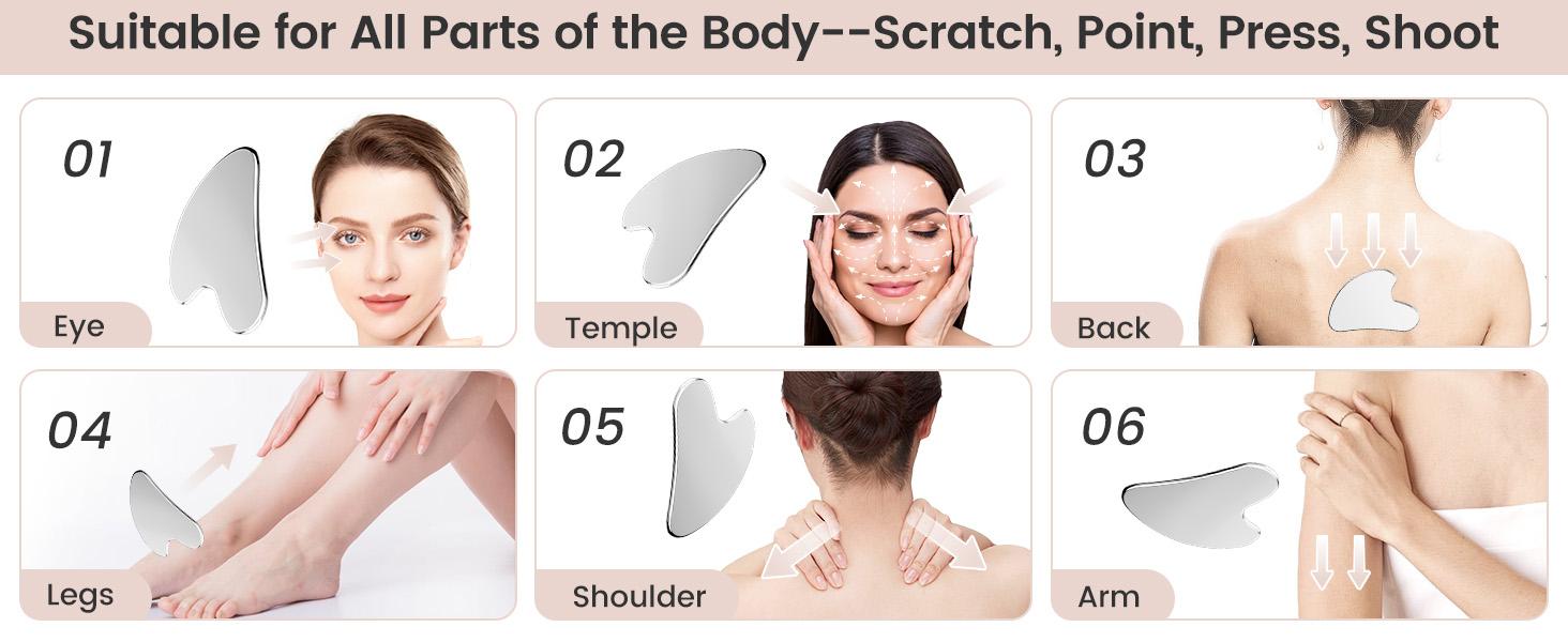 304 Stainless Steel Gua Sha Facial Tools. Comfort Guasha Tool for Face or Body Massage. Skin Care Tool for Body Treatment, Metal Beauty Essentials 304 Stainless Steel Gua Sha Facial Tools. Comfort Guasha Tool for Face or Body Massage. Skin Care Tool for Body Treatment, Metal Beauty Essentials