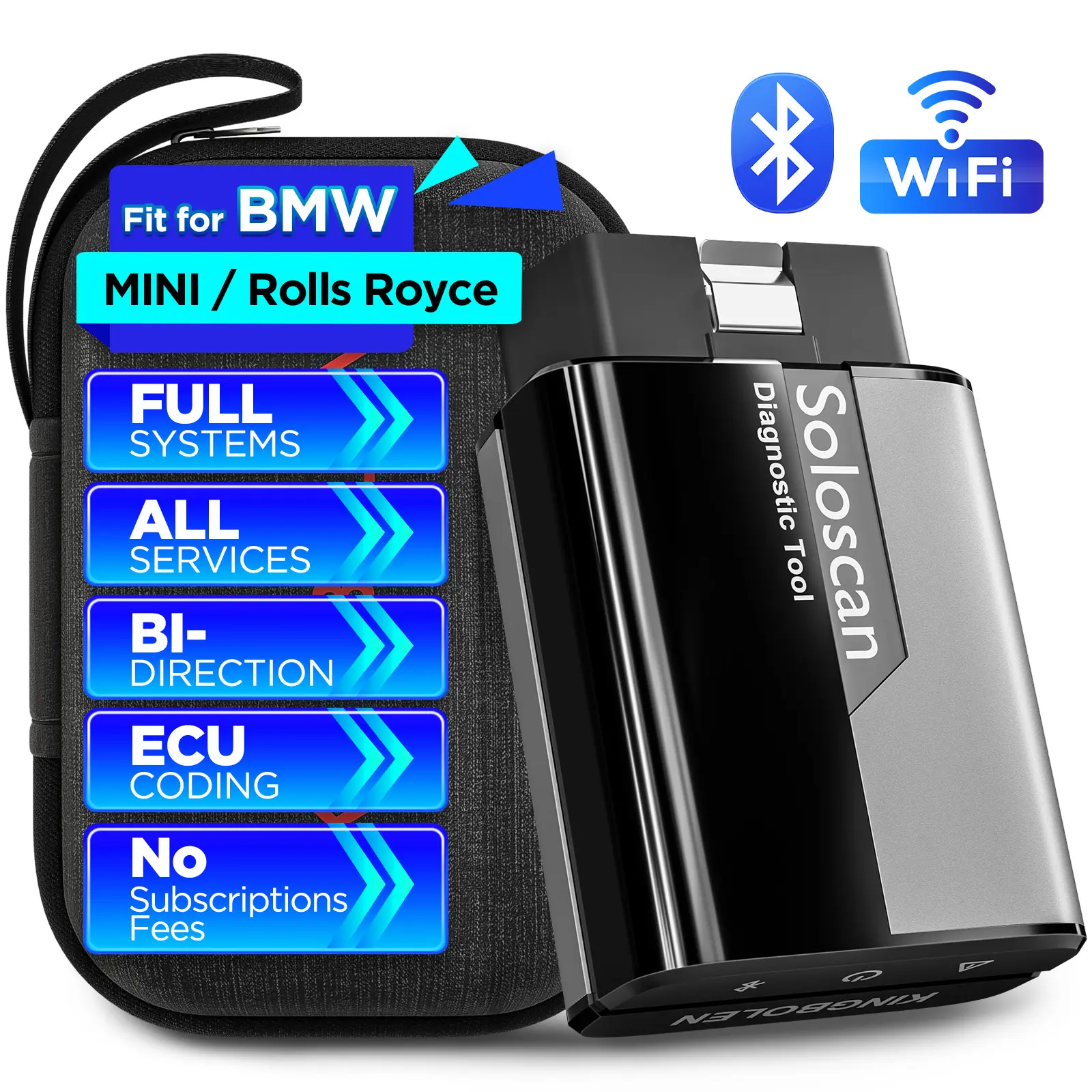 KINGBOLEN SOLOSCAN Automatriz OBD2 Scan Tool for BMW/Mini/Rolls Royce - Advanced Bi-Directional Control, Full System Bluetooth Diagnosis, All Resets, ECU Coding, Auto VIN+4-in-1 Live Data Graph, Lifetime Free WiFi Update Car Code Reader, Wi-Fi
