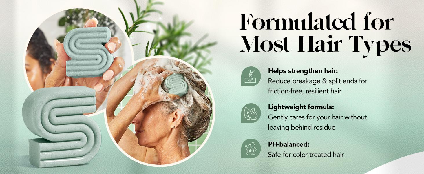 Kitsch Rosemary & Biotin Volumizing Natural Shampoo Bar, Strengthening & Thickening Bar Shampoo for All Hair Types, Made in USA, Vegan, Paraben Sulfate & Cruelty Free Soap