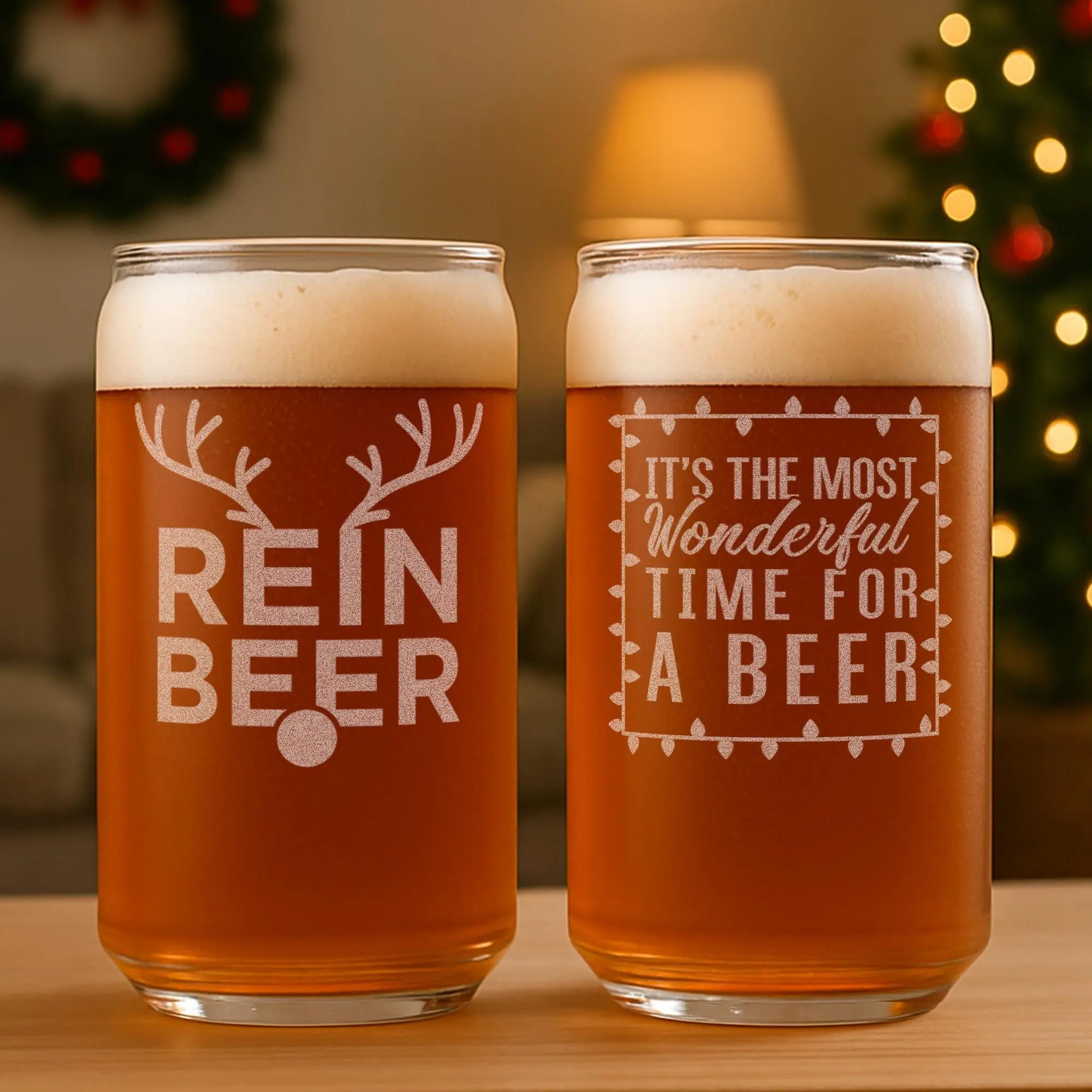 Funny Christmas Beer Glass – Reinbeer Holiday Gift for Men